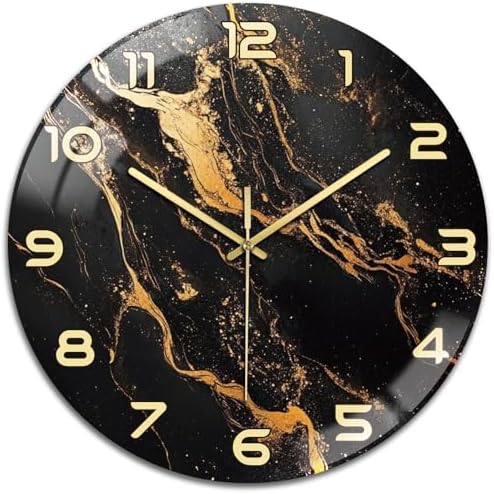 peacoblue Marble Pattern Wall Clocks Battery Operated by PEACOBLUE