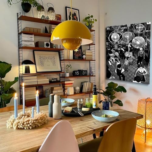 Disco Party Prints Black and White Vintage Poster Retro Wall Art Disco Ball - Image 5