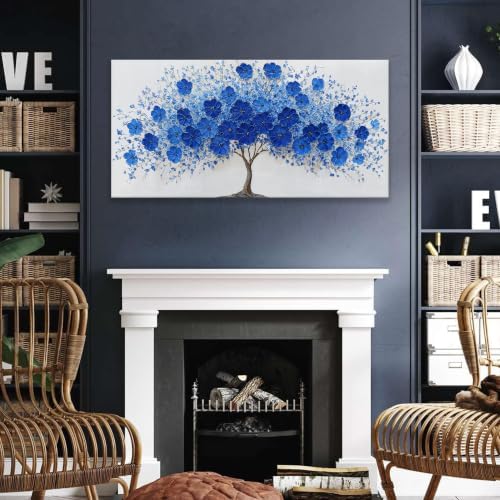 I@U Navy Blue Floral Canvas Tree Of Life Wall Art - Image 6