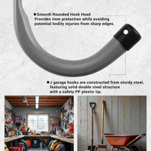Garage Hooks, 4 Inch Heavy Duty Steel J Hooks - Image 4