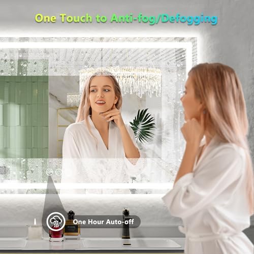 60x38 LED Bathroom Mirror with Lights, RGB Backlit Lighted Mirror - Image 5