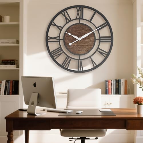 Pytha Sight 30 Inch Walnut Large Roman Numeral Wall Clocks - Image 5