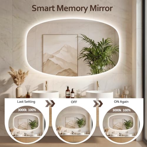 40''x30'' Backlit Mirror Bathroom Wall Rectangular Oval, LED Bathroom Mirror - Image 6
