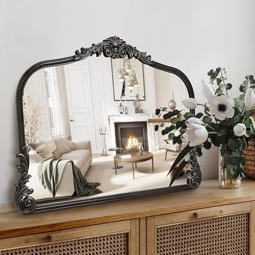Wylde Iris English Estate Carved Arch Wood Wall Mirror, Mirror - Image 6