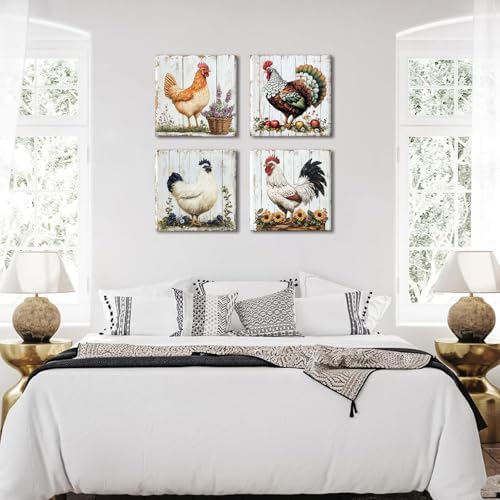 Chicken Rooster Wall Art Farmhouse Pictures Wall Decor - Image 2