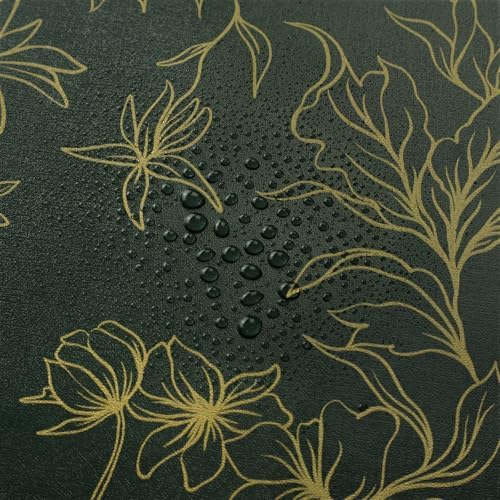 Hopepak 17.3''x197'' Floral Peel and Stick Wallpaper Gold and Green Contact - Image 3