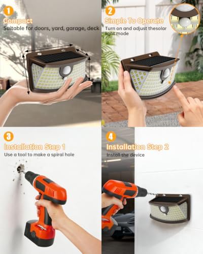Aootek Solar Motion Sensor Lights Outdoor 120 LEDs, 2 Pack - Image 6
