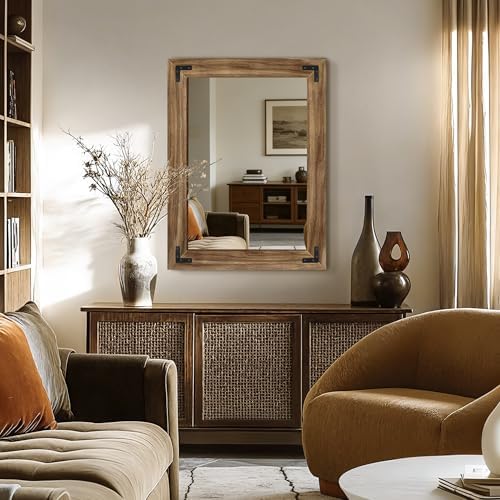 AMOISE Farmhouse Bathroom Vanity Mirror 32"x24" Vintage Rustic Wall Mirror - Image 5