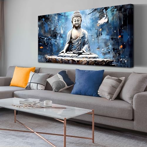 Xxliren Blue Buddha Wall Art Spiritual Wall Decor 60 x 30 Inch - Image 2