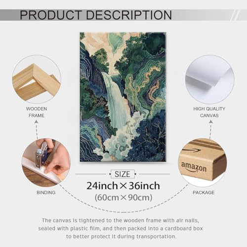 Japanese Landscape Framed Prints Poster Abstract Nature Mountain Canvas Wall - Image 2