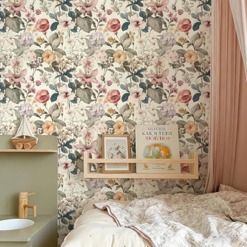 Jeweluck Vintage Floral Wallpaper Peel and Stick Wallpaper 16.9”x590.5” - Image 5