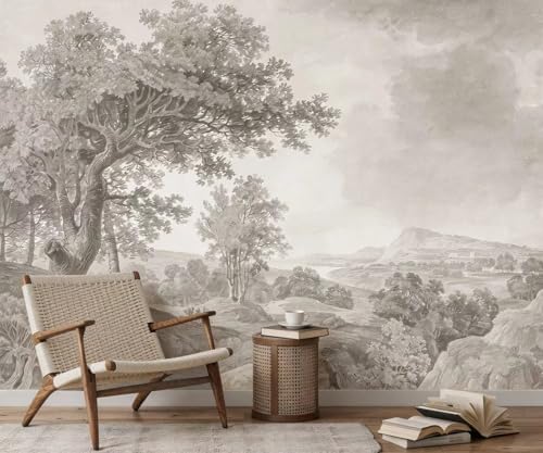 YQWDMX - Beige Forest Peel and Stick Wallpaper Jungle Self-Adhesive Mural - Image 2