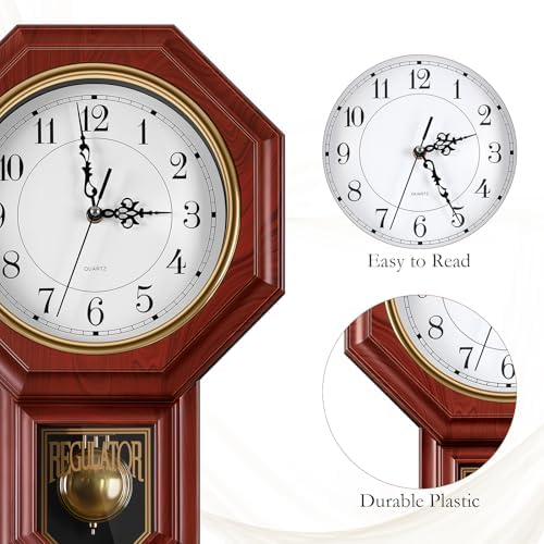 Pendulum Wall Clock, Imitation Wood Plastic Regulator Wall Clocks - Image 4