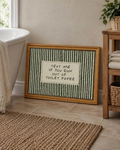 Gold Framed Wall Art, Funny Bathroom Canvas Prints, Text Me If You Run Out Of - Image 5