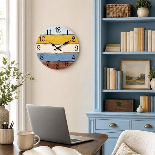 CHYLIN Wall Clock Silent Non-Ticking Battery Operated Colorful Retro - Image 6