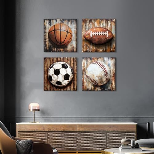 Nursery Wall Decor Boys Bedroom Decor Farmhouse Football Basketball Pictures - Image 3