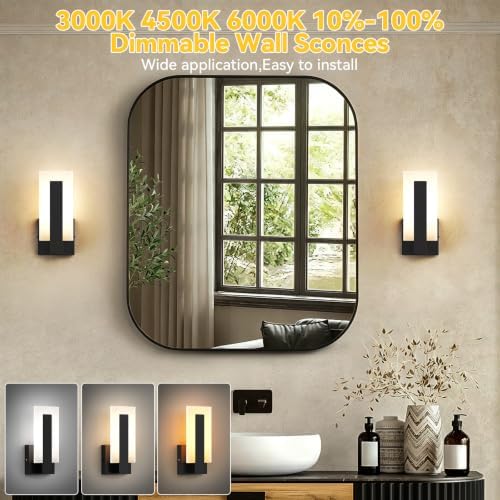 2 Pack Modern LED Wall Sconces, 9.74Inch 5W 3000K 4500K 6000K 10-10% Dimmable - Image 2
