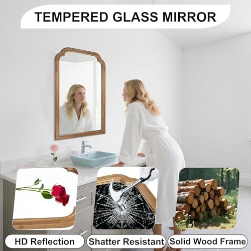 Bathroom Mirror for Over Sink, 30x20 Inch Wood Frame Decorative Wall Mirror - Image 6