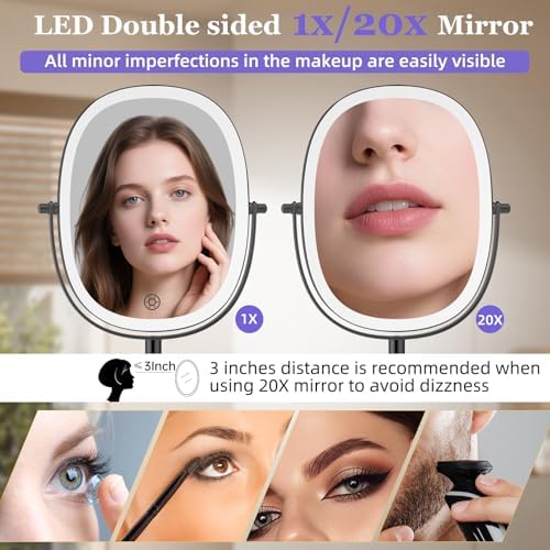 FUNTOUCH 5000mAh Rechargeable Wall Mounted Lighted Makeup Mirror - Image 3