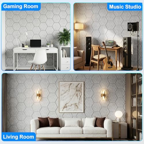 12 Pack Hexagon Acoustic Panels, Self-Adhesive Sound Deadening Panels, Sound - Image 6