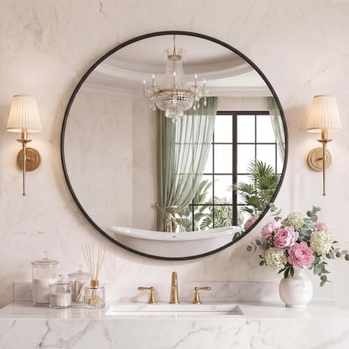 Sweetcrispy 36 Inch Round Wall Mirror, Bathroom Mirrors by Sweetcrispy