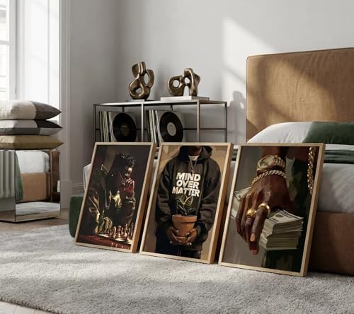 3Pcs Trendy Black Man Canvas Wall Art, Luxury African American Painting - Image 4