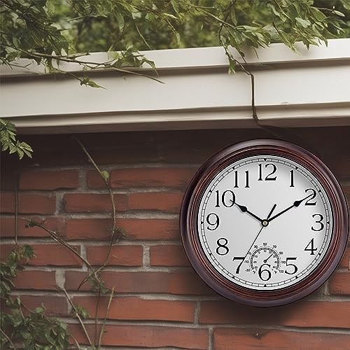 KECYET 12" Wall Clock with Thermometers Vintage Silent Battery Operated - Image 4