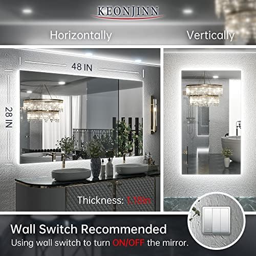 Keonjinn 48 x 28 LED Bathroom Mirror - Image 5