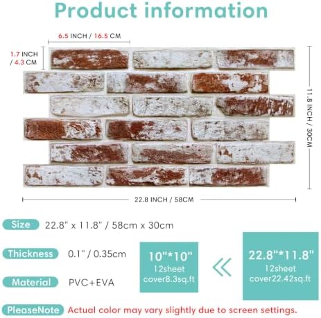 Commomy Faux Brick 3D Wall Panels, Thin UrltraLight PVC - Image 6