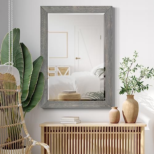 Renditions Gallery Horizontal Gray Wood Frame Vanity Body Mirror Rustic - Image 5