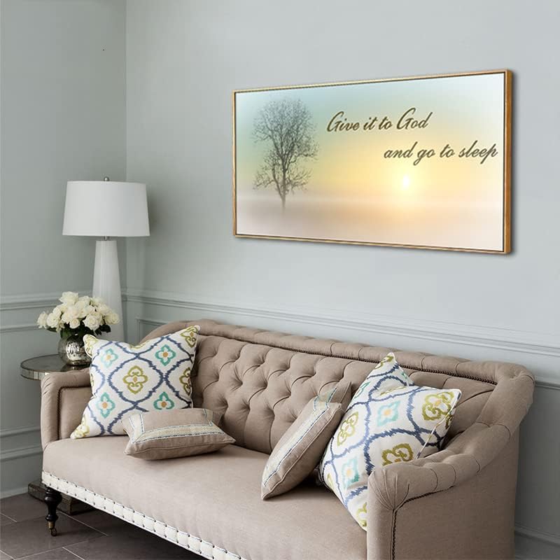 Lasdel Natural Extra Framed Canvas Wall Art of Misty Sunset & Tree Plant Picture - Image 4