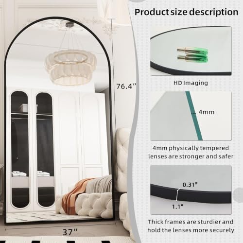LFT HUIMEI2Y 76.4"x37" Arch Full Length Mirror - Image 2