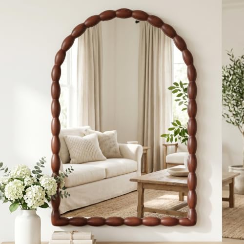 36"x24" Arched Solid Wood Farmhouse Decorative Wall Mirror by Unknown