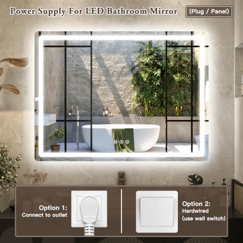 48"x36" LED Bathroom Mirror Anti-Fog Dimmable Wall Mount Vanity Touch - Image 6