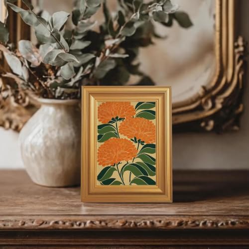 EJPFOGV Art Nouveau Orange Flower Botanical Framed Canvas Wall Art 8x10 in - Image 4