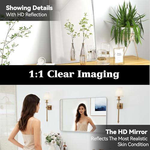 30x20 Bathroom Mirror Rect Wall Mounted Aluminum Metal Frame Silver - Image 5