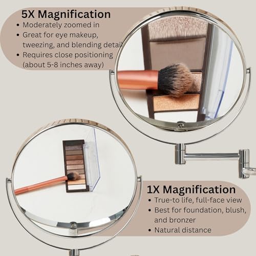 JERDON Wall-Mounted Makeup Mirror - Image 4