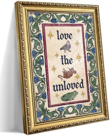 Gold Framed Gothic Love Wall Art, “Love the Unloved” Animal Print by Unknown