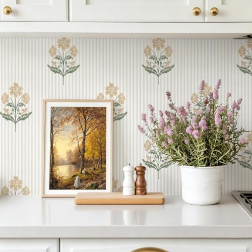 Safiyya Wallpaper Peel and Stick Beige Floral Contact Paper - Image 3