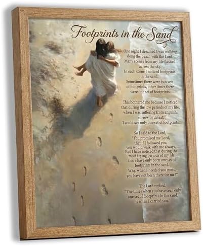 REWBKFIM Footprints In The Sand Christian Canvas Wall Art Inspirational Jesus by Unknown