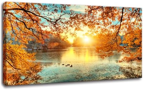 Yxbhhym-Landscape Tree Canvas Wall Art Fall Forest Sunset Wall Decor Poster by CanvasWallArtHomeDecor
