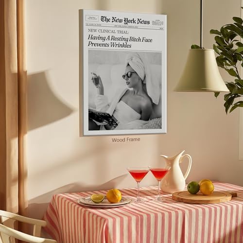 Funky Girl Preppy Aesthetic Posters Black And White Newspaper Wall Art 12x16in - Image 2