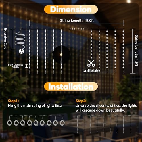 suddus Curtain Lights Untangled, 450 LED Hanging Lights - Image 4