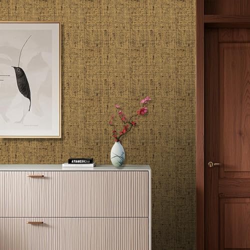 Brown Wallpaper Peel and Stick Removable Grasscloth Textured Contact Paper - Image 2