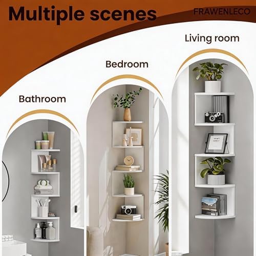 No-Drill Corner Shelf Wall Mount, 5-Tier Thickened 12mm Floating Bookshelf - Image 3