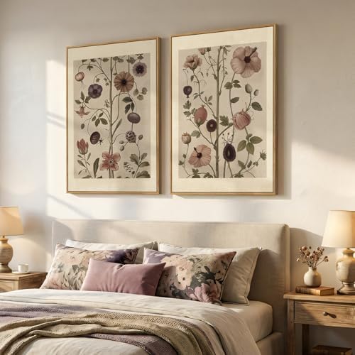 Large Framed Vintage Floral Botanical Wall Art - Image 2