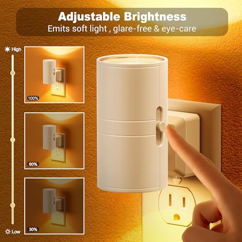 JandCase Amber Night Lights Plug into Wall, Dimmable Night Light Plug in - Image 2