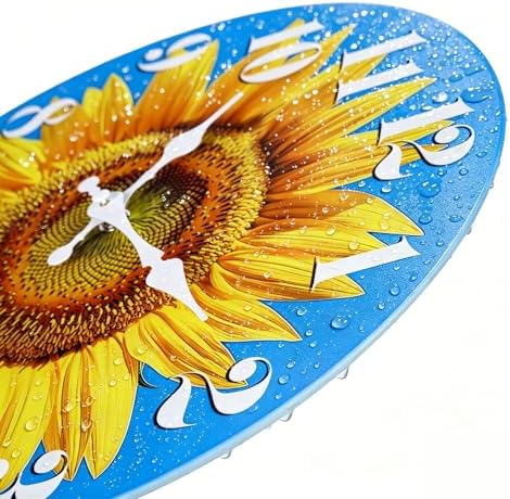 14 Inch Large Sunflower Wall Clock Glass Wall Decor Battery Operated - Image 3