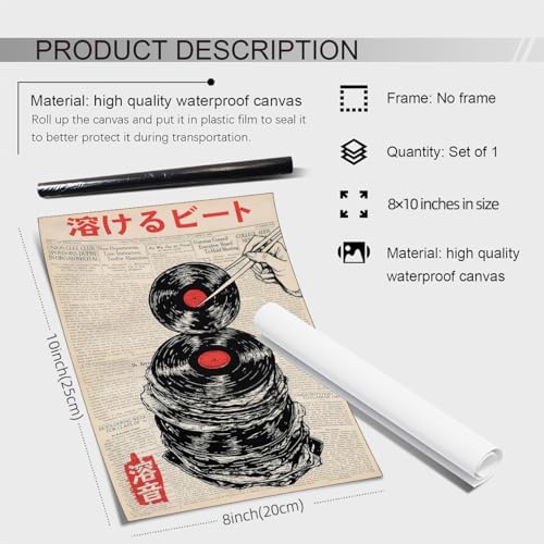 Japanese Vintage Music Poster Retro Newspaper Aesthetic Wall Art Melting Vinyl - Image 2