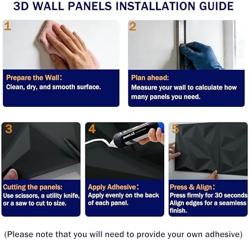 3D Wall Panels Black PVC Wall Panels - Image 5
